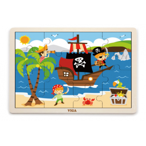 Obrázek Dřevěné puzzle 16 dílků - piráti