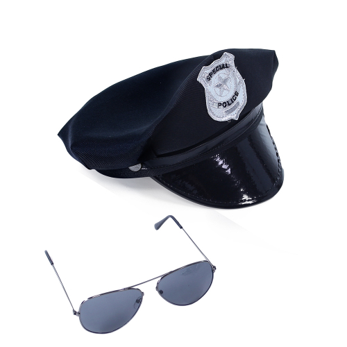 Obrázek Sada policejní čepice s brýlemi pro dospělé