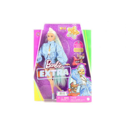 Obrázek Barbie Extra - vzorovaná modrá sukně s bundou HHN08 TV