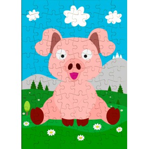 Obrázek Puzzle Veselá zvířátka - Prasátko - 88 dílků