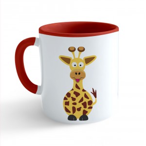 Hrnek Veselá zvířátka - Žirafa - červený 330ml