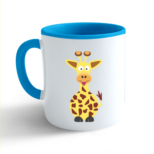 Hrnek Veselá zvířátka - Žirafa - modrý 330ml