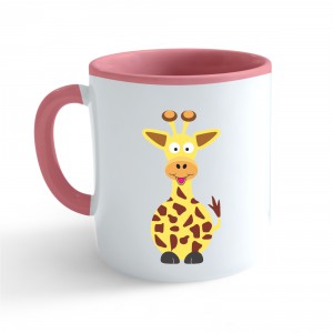 Hrnek Veselá zvířátka - Žirafa - růžový 330ml