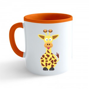 Hrnek Veselá zvířátka - Žirafa - oranžový 330ml