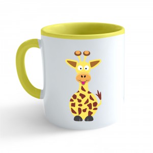 Hrnek Veselá zvířátka - Žirafa - žlutý 330ml