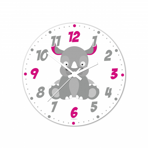 Obrázek Nástěnné hodiny Veselá zvířátka - Nosorožec 30cm