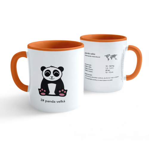 Hrnek Tučňák a jeho kamarádi - #2 panda velká - oranžový 330ml