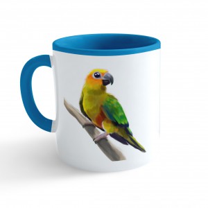 Hrnek Malovaná zvířátka - Papoušek - modrý 330ml