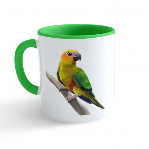Hrnek Malovaná zvířátka - Papoušek - zelený 330ml
