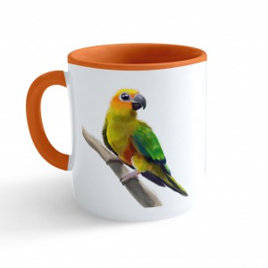 Hrnek Malovaná zvířátka - Papoušek - oranžový 330ml