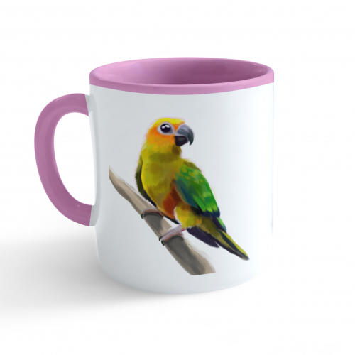 Hrnek Malovaná zvířátka - Papoušek - růžový 330ml