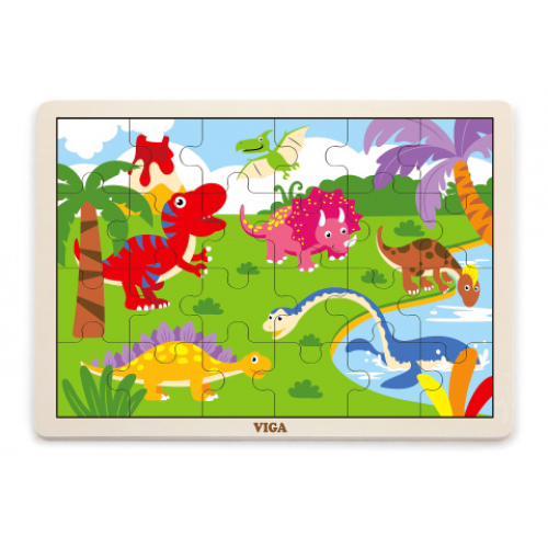 Obrázek Dřevěné puzzle 16 dílků - dinosauři