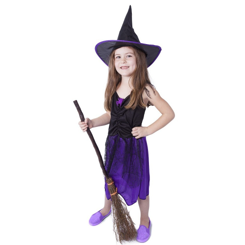 karnevalový kostým čarodějnice/halloween s kloboukem, vel. M