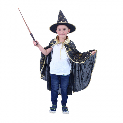 plášť černý s kloboukem Čaroděj / Čarodějnice / Halloween