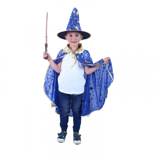 plášť modrý s kloboukem Čaroděj / Čarodějnice / Halloween