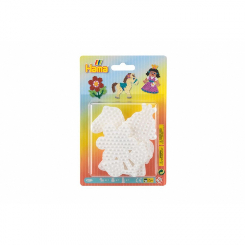 Obrázek Podložka na zažehlovací korálky - kytička,koník, princezna plast 3ks na kartě 12x18x3cm