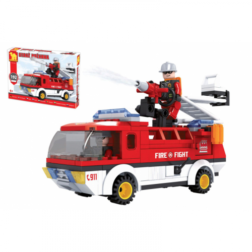 Obrázek Stavebnice Dromader auto hasiči 192 dílků v krabici 35x25x5,5cm