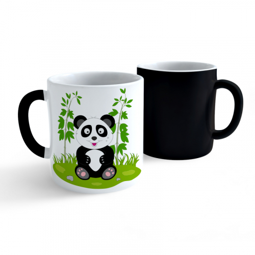 Obrázek Měnící hrnek Veselá zvířátka - Panda v přírodě 