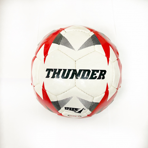 Míč kožený fotbalový - Thunder červený