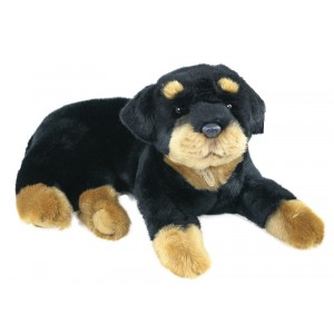 Obrázek plyšový pes Rottweiler, ležící, 38 cm