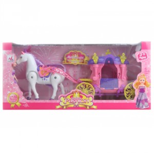 Obrázek Kůň s kočárek pro panenky malé
