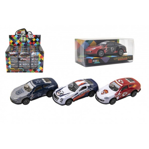 Obrázek Auto závodní kov/plast 8,5cm na zpětné natažení mix barev v krabičce 10x4,5x5cm 48ks v boxu
