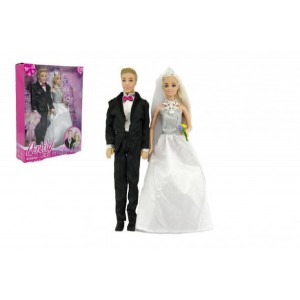 Obrázek Panenka Anlily kloubová 2ks nevěsta a ženich plast 30cm v krabici 25x33x7cm