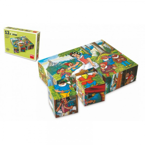 Obrázek Kostky kubus Sněhurka dřevo 12ks v krabičce 16x12x4cm