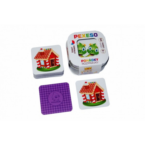 Obrázek Pexeso Pohádky 64 karet společenská hra v plechové krabičce 6,5x6,5x4cm Hmaťák