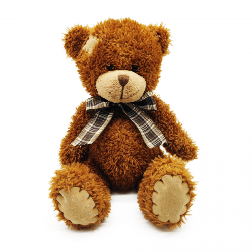Obrázek Plyšový medvěd s mašlí 25 cm tmavě hnědý