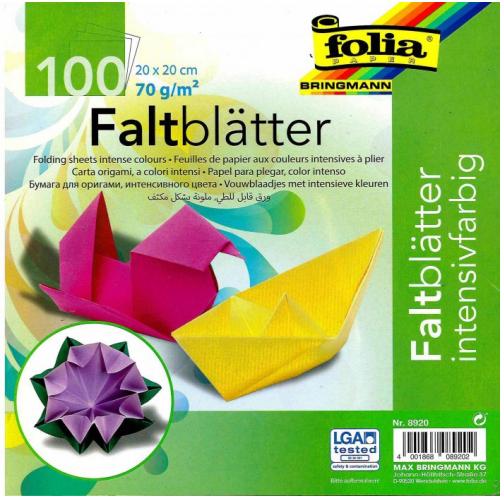 Obrázek Papíry na skládání Origami, 100 listů, 20x20 cm, 70g – mix barev