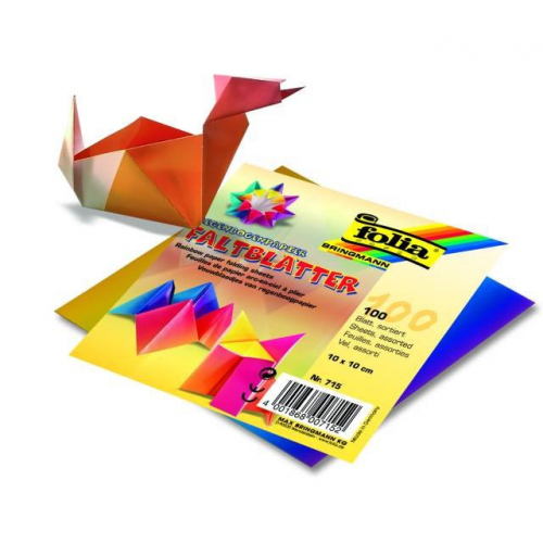 Obrázek Papíry na skládání Origami -duhové, 100 listů, 10x10 cm, 70g – mix barev