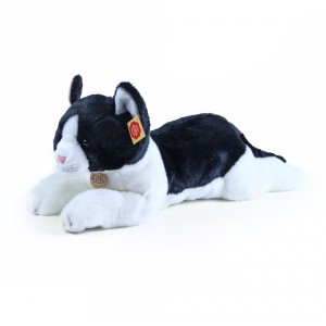 Obrázek plyšová kočka ležící černo-bílá 35 cm