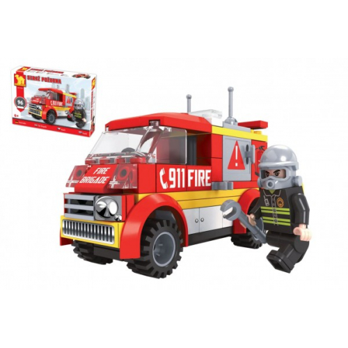 Obrázek Stavebnice Dromader auto hasiči 96 dílků v krabičce 22x15x5cm