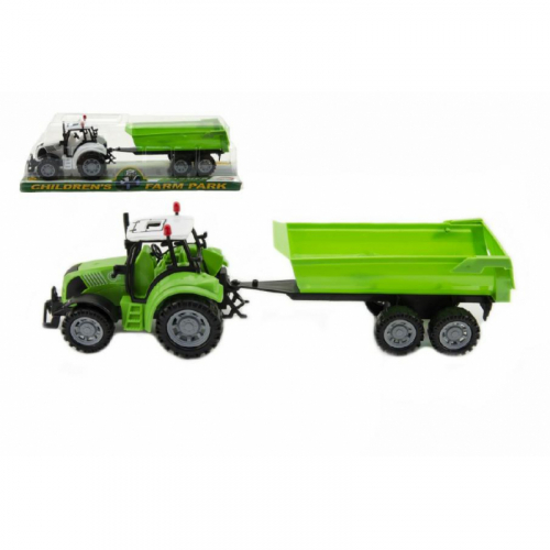 Obrázek Traktor s vlekem a výklopkou plast 35cm - 3 barvy na setrvačník v blistru