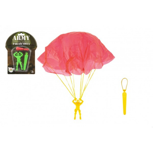Obrázek Parašutista figurka s padákem létající 9cm 2 barvy na kartě