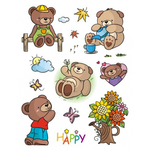Obrázek Razítka gelová - Gelová razítka - Medvídci s kyticí a motýlky
