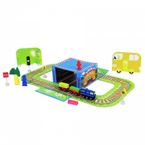 Obrázek Vlak dřevěný naučný s puzzle a magnetickou krabičkou