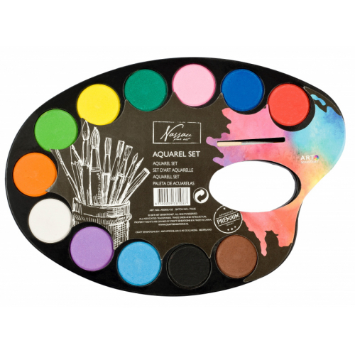 Obrázek Akvarelové barvy -paleta 12 barev + štětec