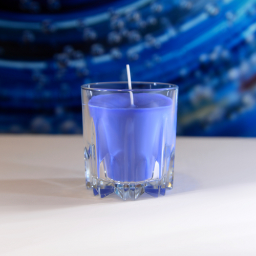 Vonná svíčka střední - modrá, santalové dřevo