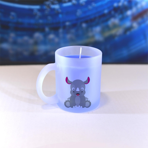 Obrázek Vonná svíčka Veselá zvířátka - Nosorožec - modrá, vanilka