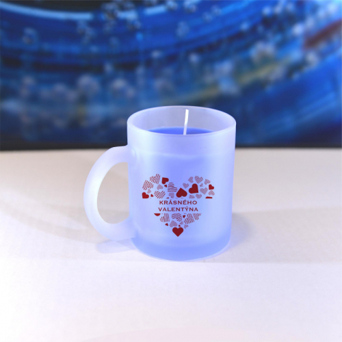 Obrázek Vonná svíčka Valentýn - Krásného Valentýna - modrá, vanilka