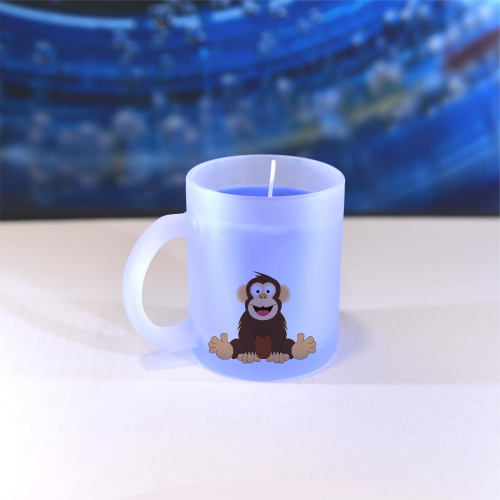 Obrázek Vonná svíčka Veselá zvířátka - Šimpanz - modrá, vanilka