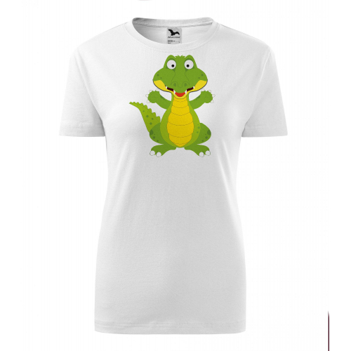 Obrázek Dámské Tričko Classic New - Veselá zvířátka - Krokodýl, vel. S , bílá