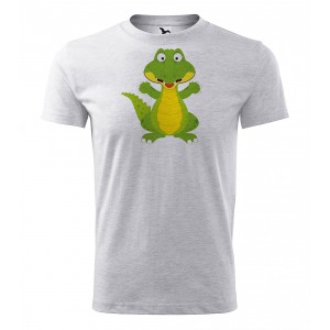 Obrázek Pánské Tričko Classic New - Veselá zvířátka - Krokodýl, vel. S , šedý melír