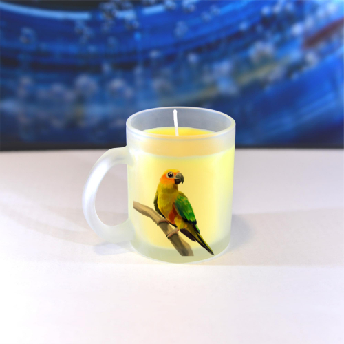 Obrázek Vonná svíčka Malovaná zvířátka - Papoušek - žlutá, santalové dřevo