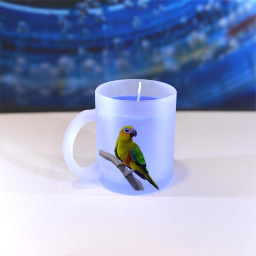 Obrázek Vonná svíčka Malovaná zvířátka - Papoušek - modrá, vanilka