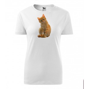 Obrázek Dámské Tričko Classic New - Malovaná zvířátka - Kočička, vel. S , bílá