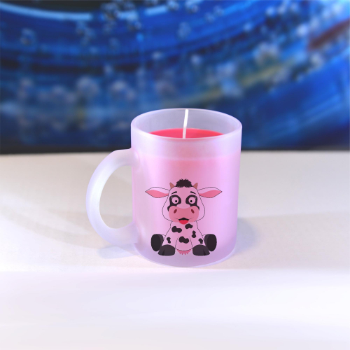 Vonná svíčka Veselá zvířátka - Kráva - růžová, vanilka