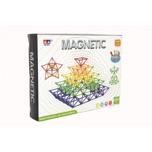 Magnetick stavebnice 250 ks plast/kov v krabici 31x23x5cm - Cena : 1000,- K s dph 